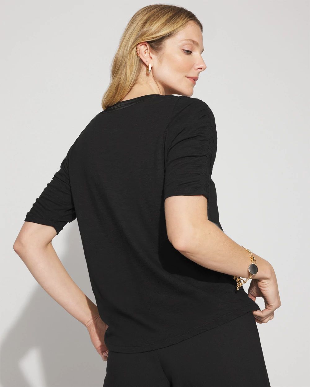 Ruched Sleeve Cotton + Modal Slub Tee
