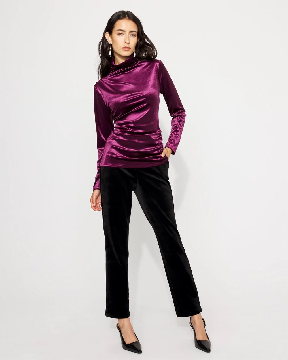 WHBM FORME™ Long Sleeve Velvet Top