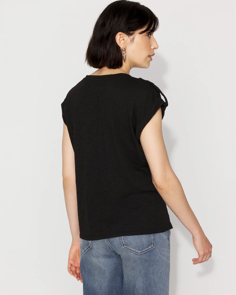 V-Neck Tee with Epaulets