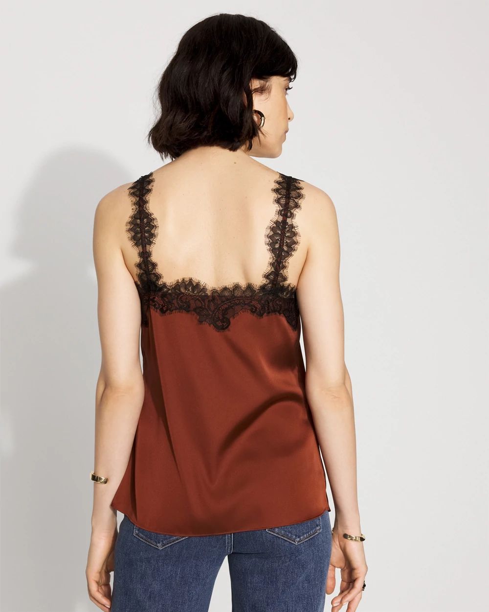 Lace Trimmed Satin Camisole