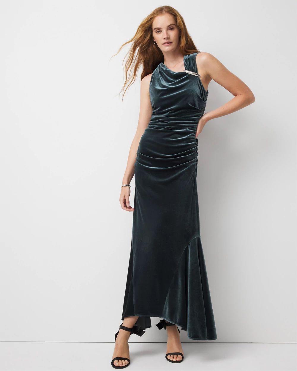 Petite Peekaboo Back Velvet Dress