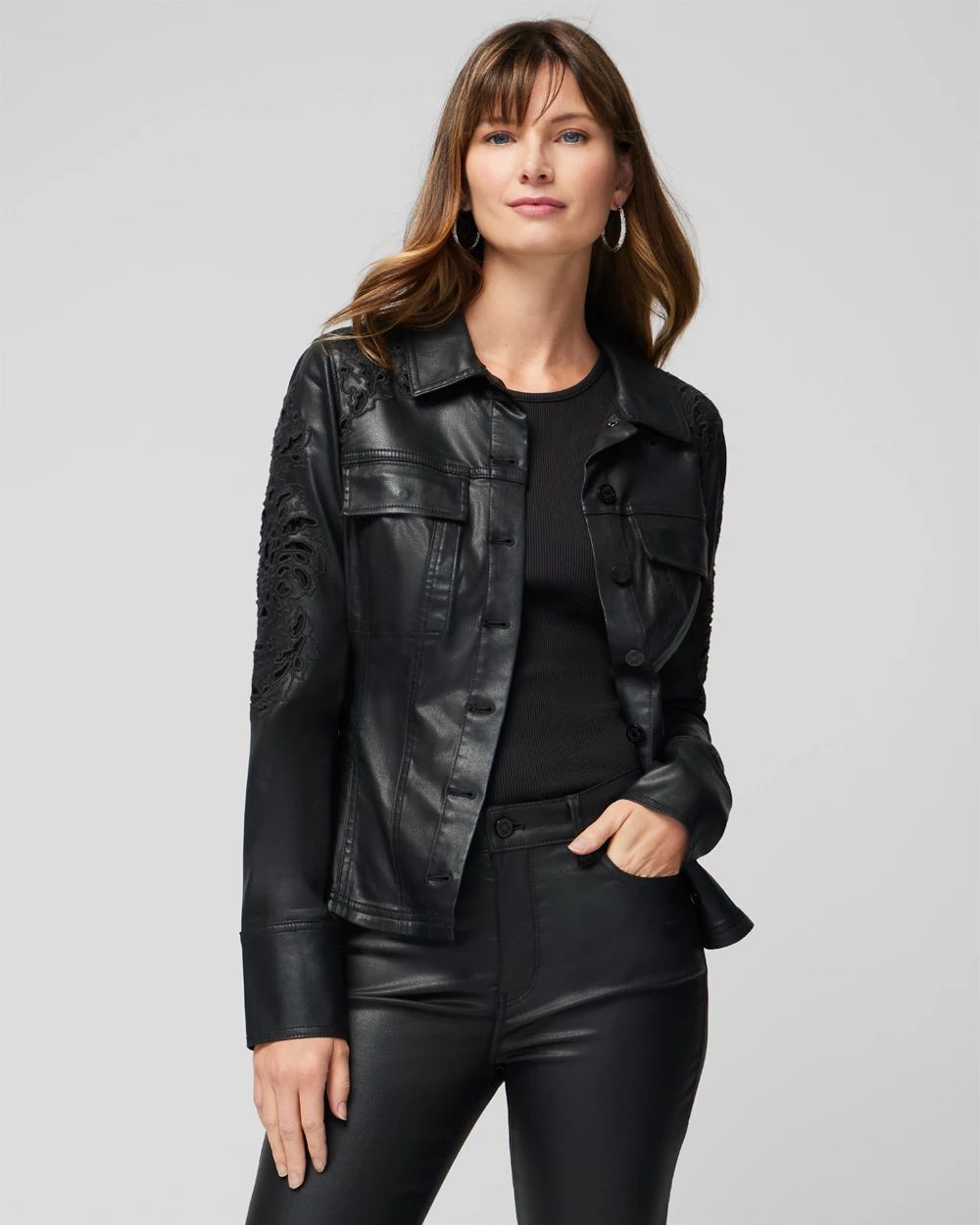 Petite Cutwork Coated Flirty Jacket