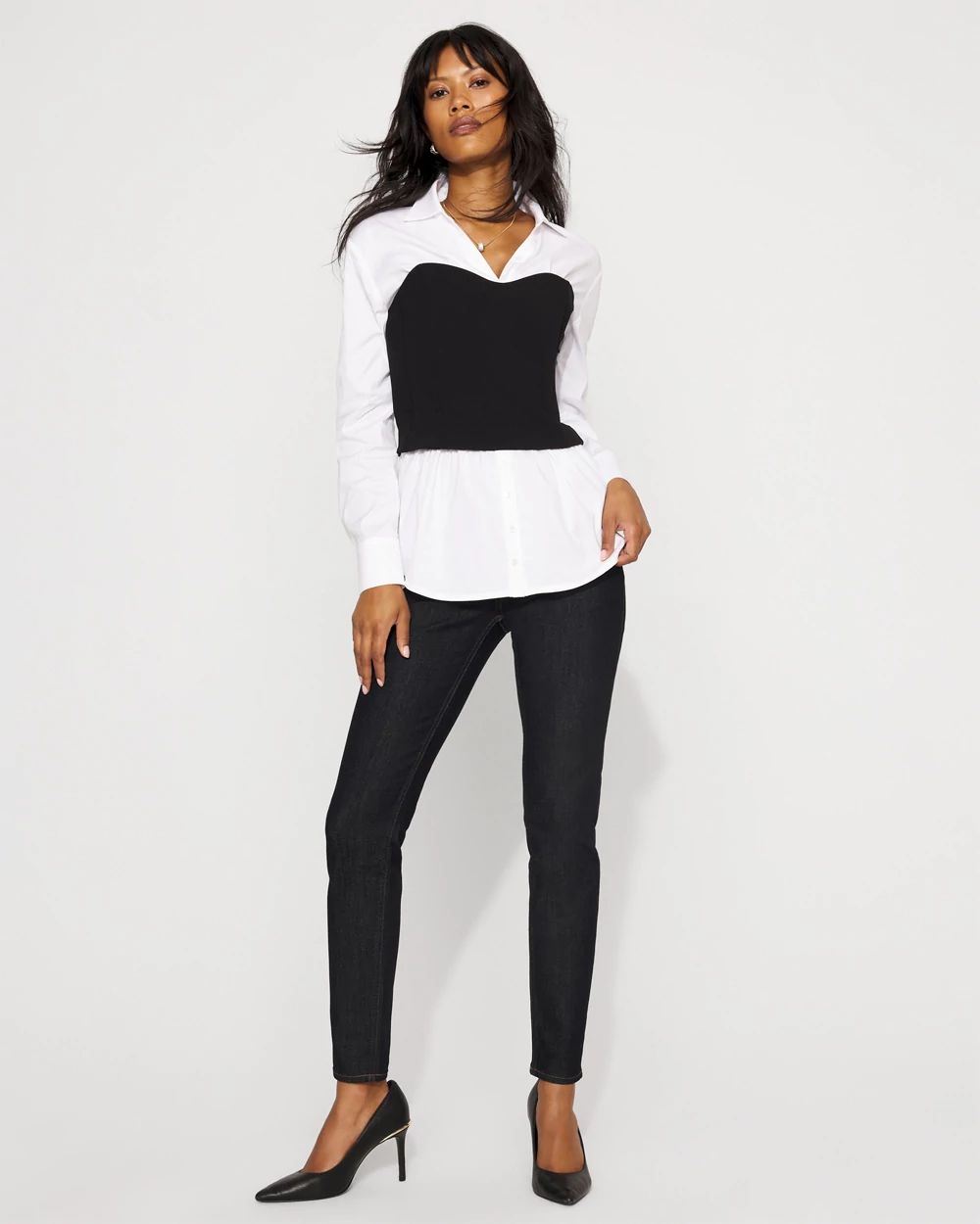 Ponte Bustier + Poplin Shirt