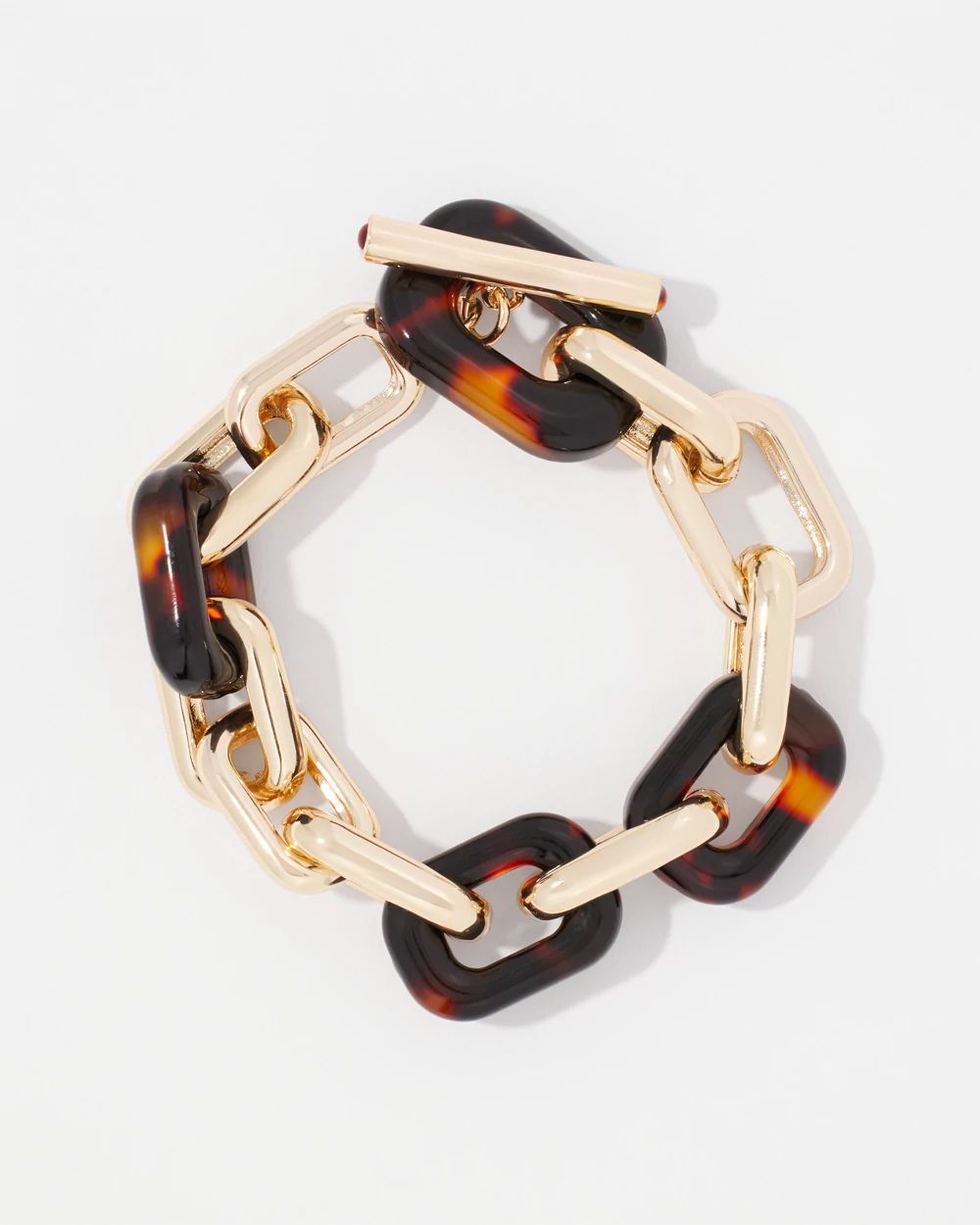 Gold and Tortoiseshell Link Toggle Bracelet