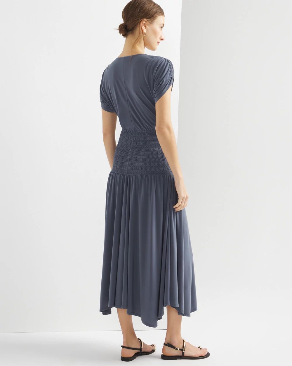 Matte Jersey Smocked Midi Dress