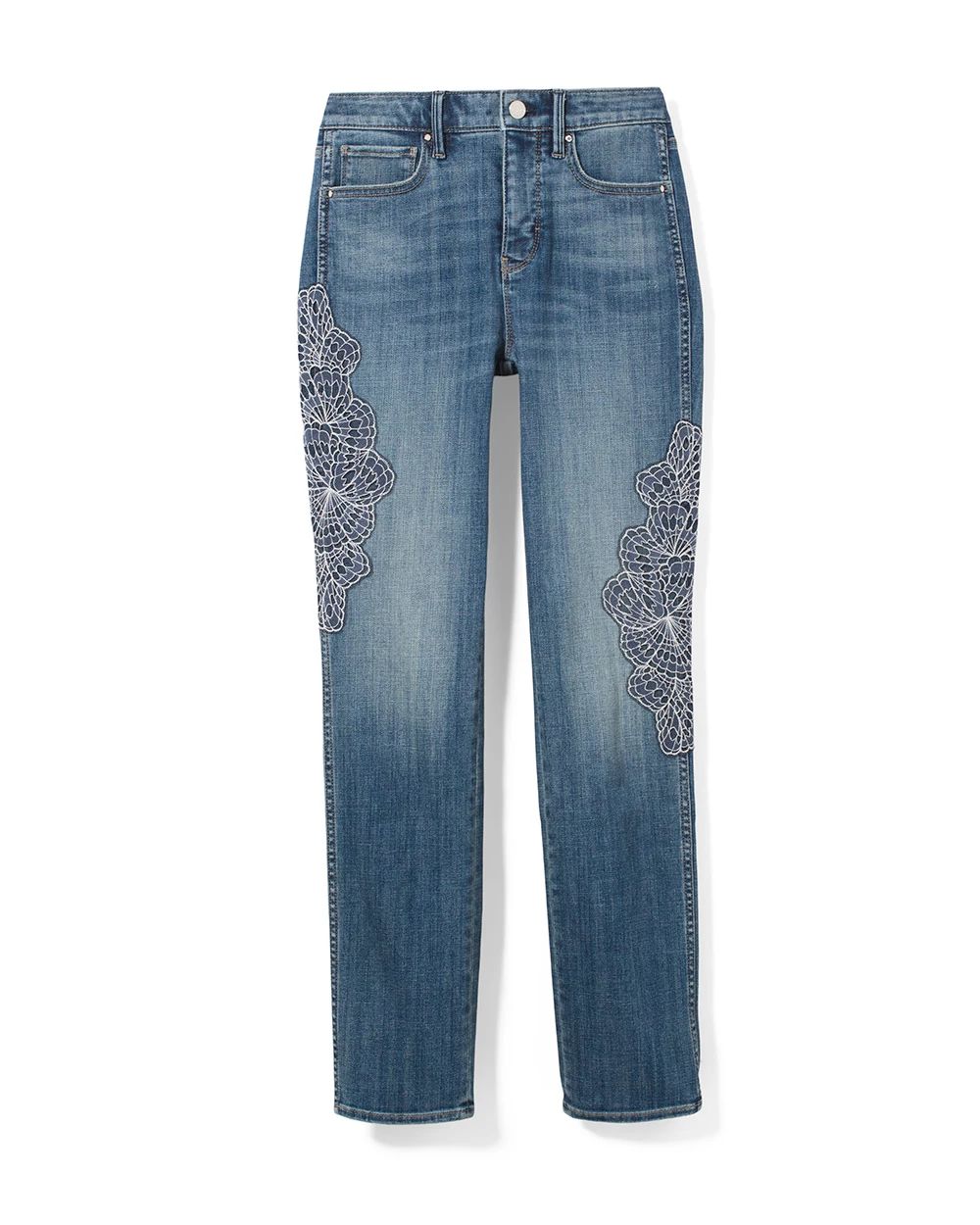 High-Rise Everyday Soft Denim™ Embroidered Straight Jeans