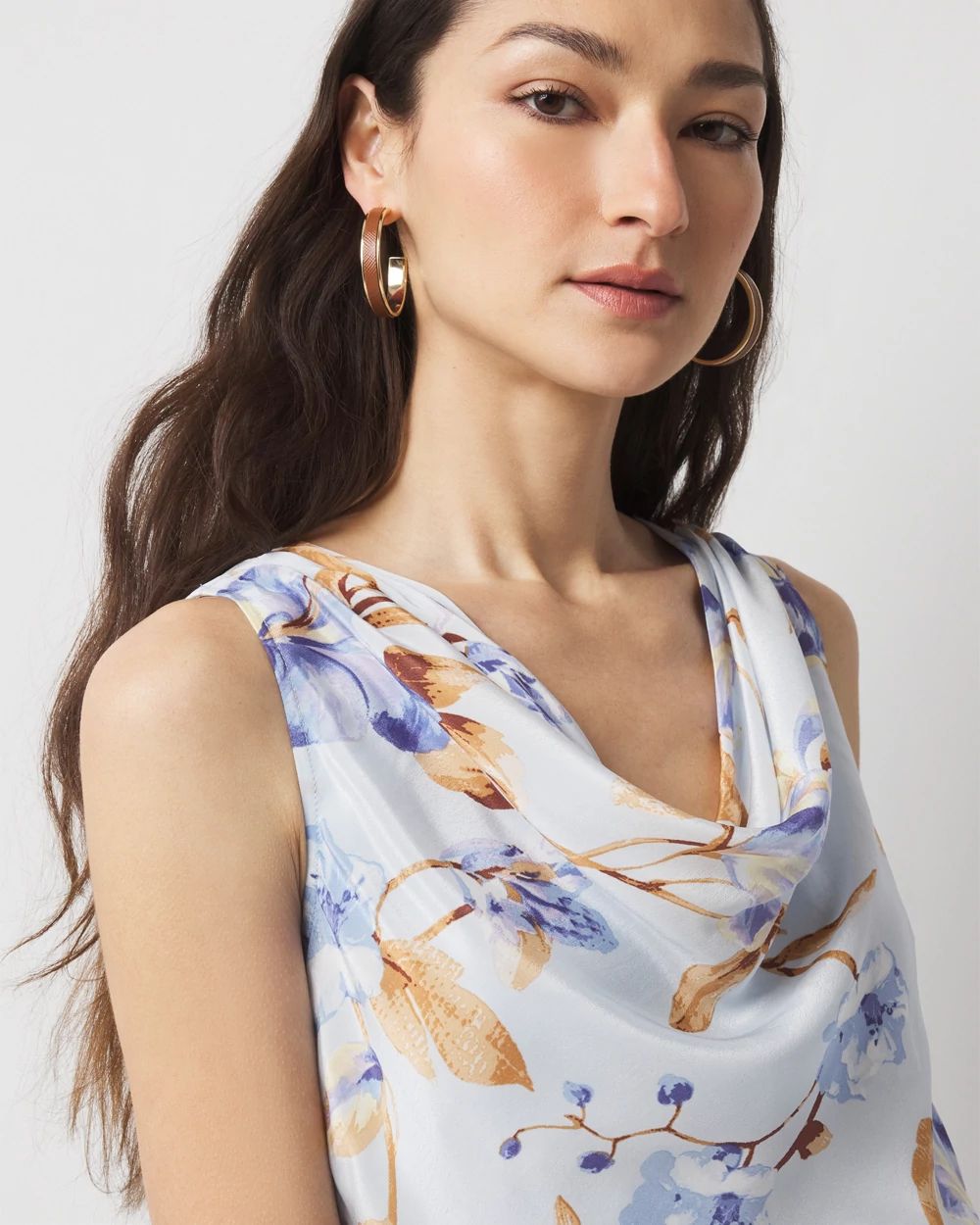 Cowl Neck Ruched Midi Dress