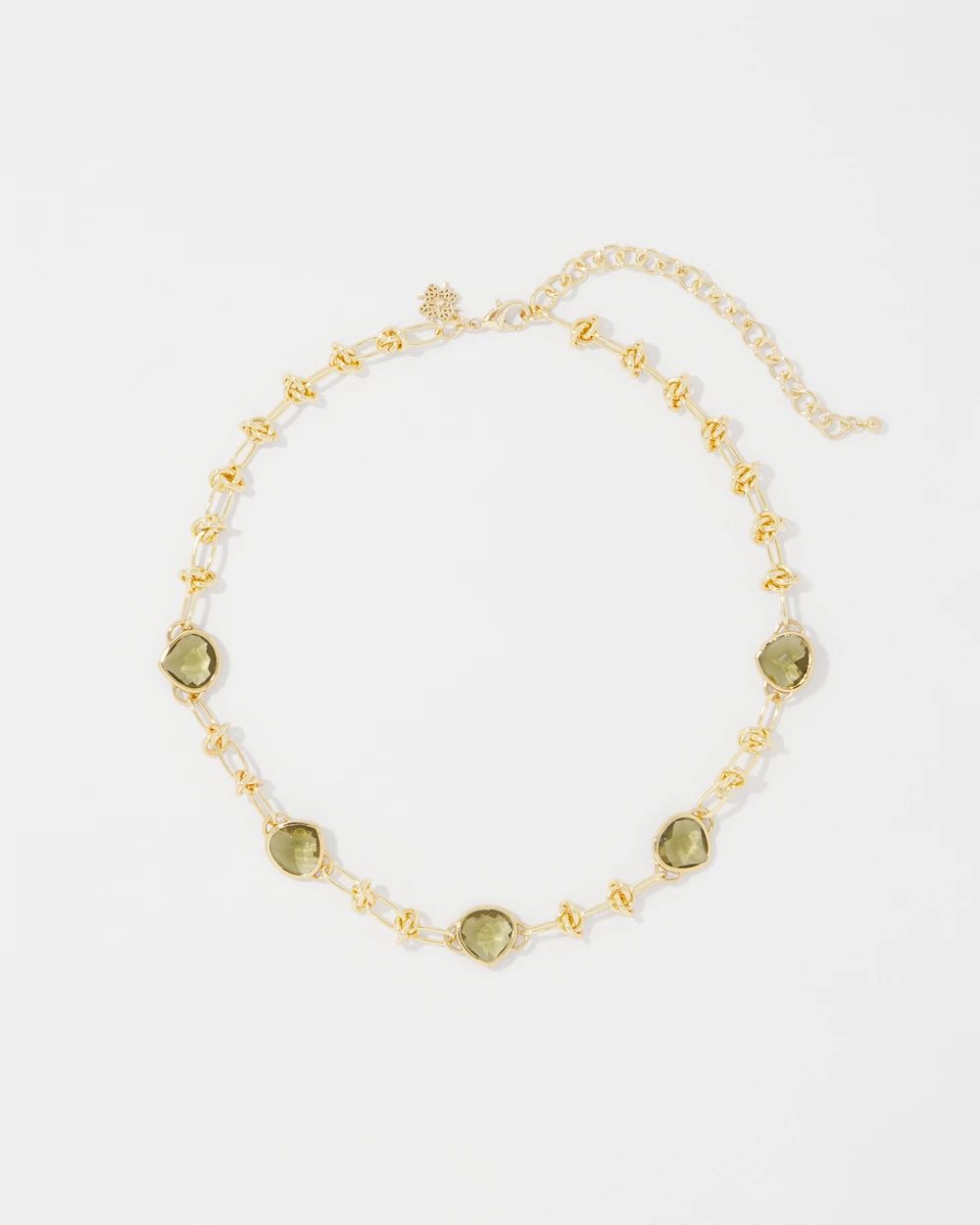 Olive + Gold Single Strand Necklace