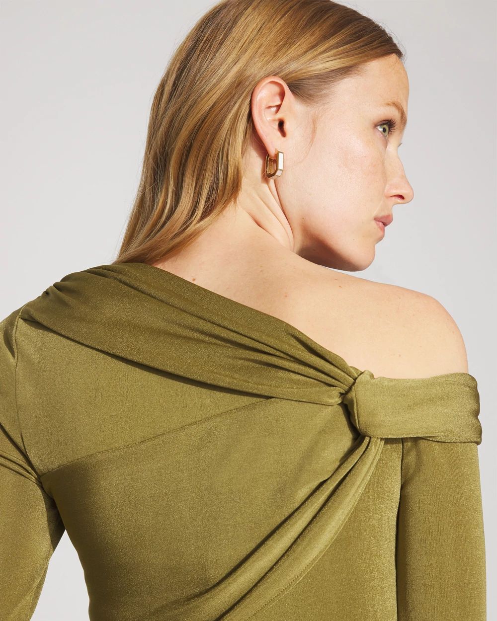 Draped Jersey Top with Twist Details