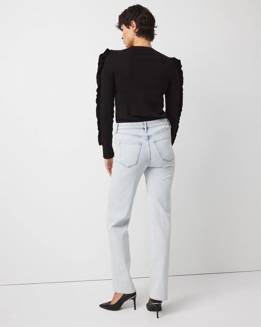 Rhinestone Pinstripe Extra High Rise Straight Jean