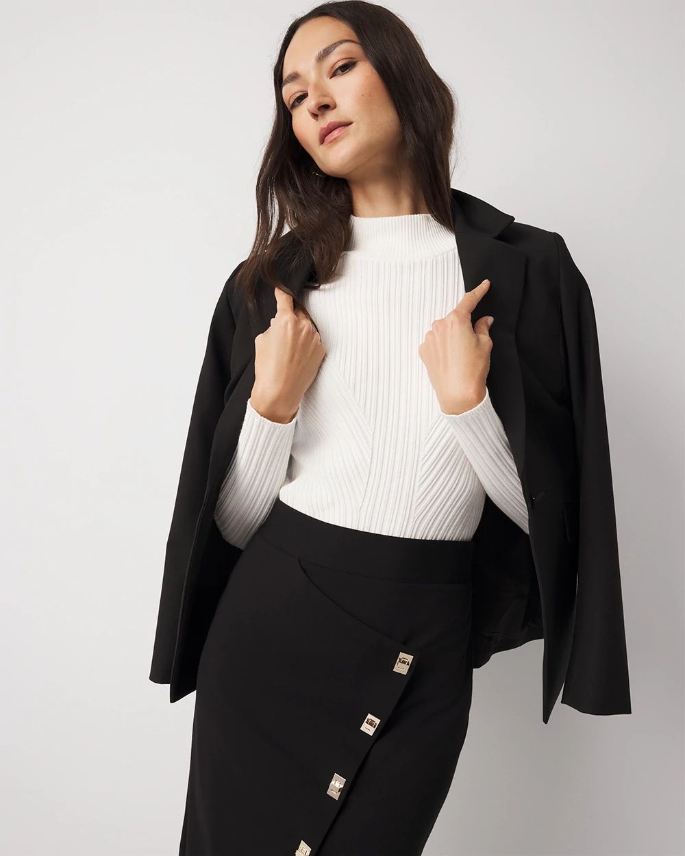 Asymmetrical Faux-Wrap Pencil Skirt
