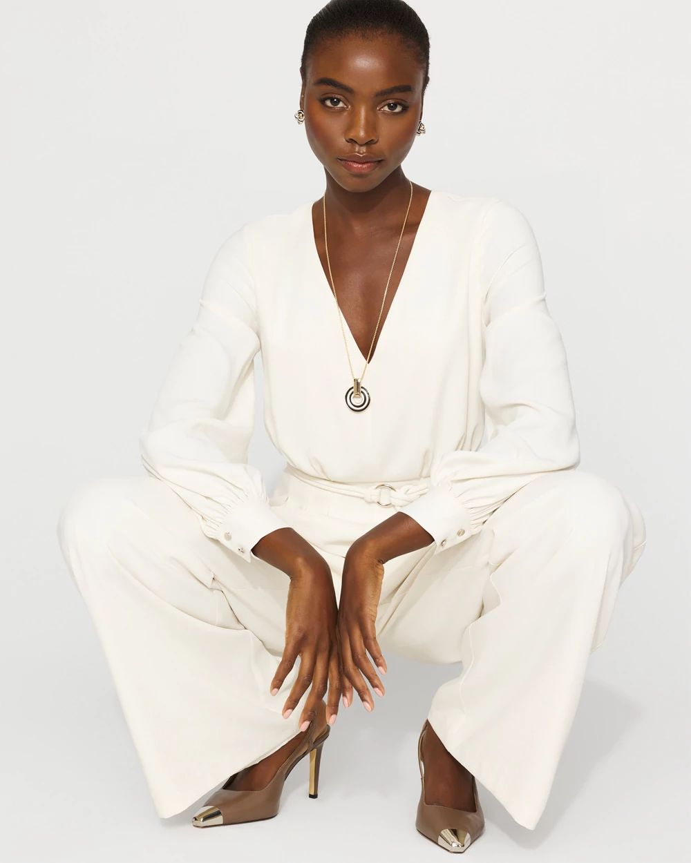 Long Sleeve Crepe Jumpsuit