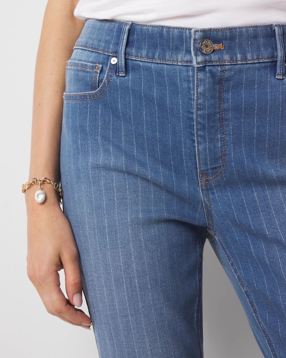 High-Rise Pinstripe Kick Flare Jeans