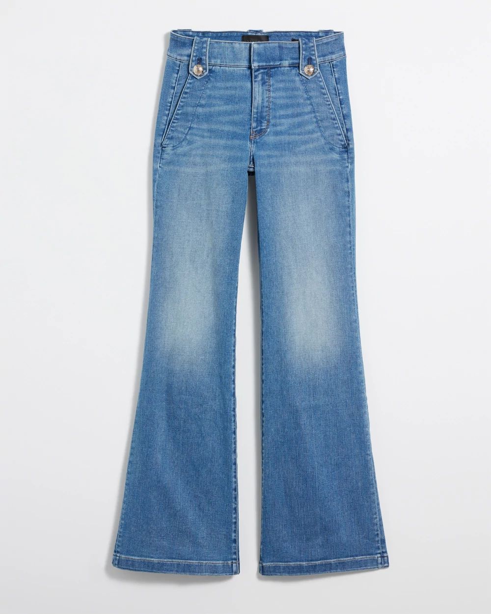 High Rise Every Day Soft Novelty Button Wide Leg Jean