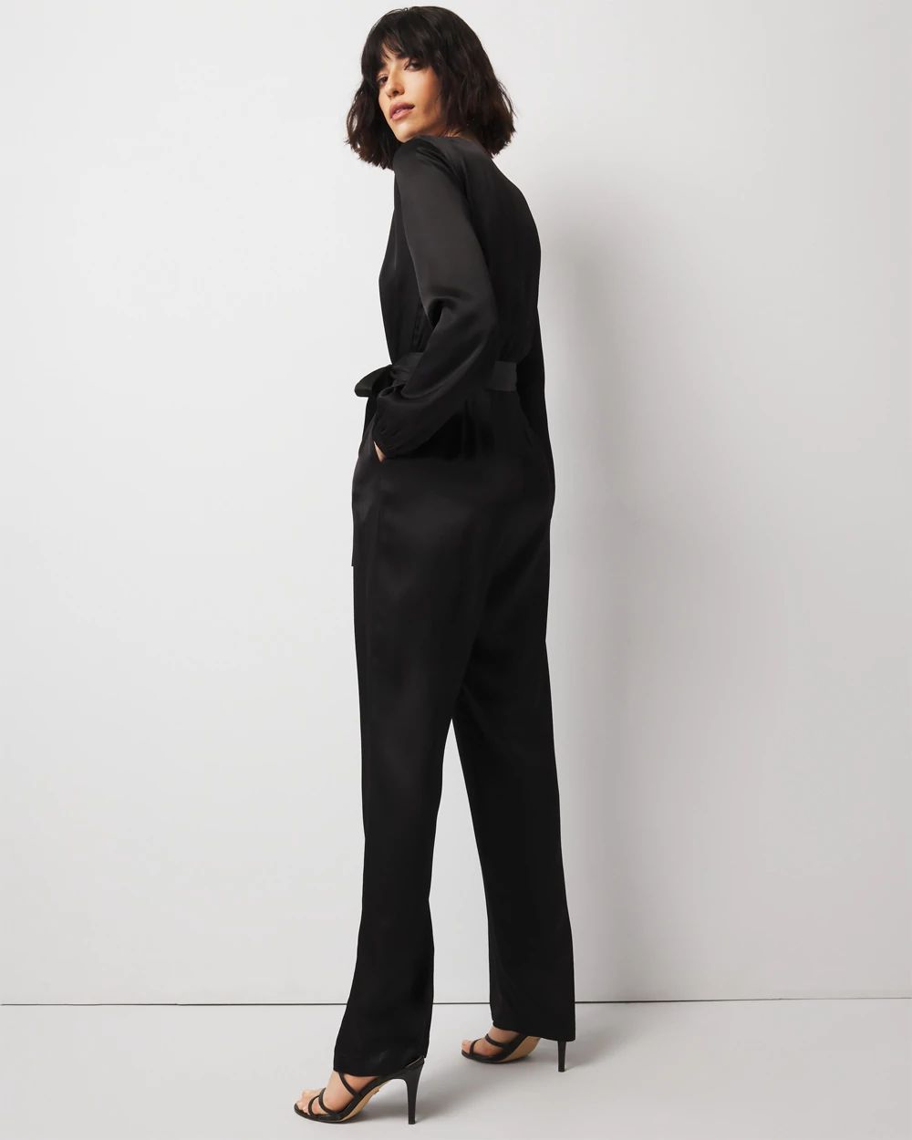 V-Neck Satin Jumpsuit