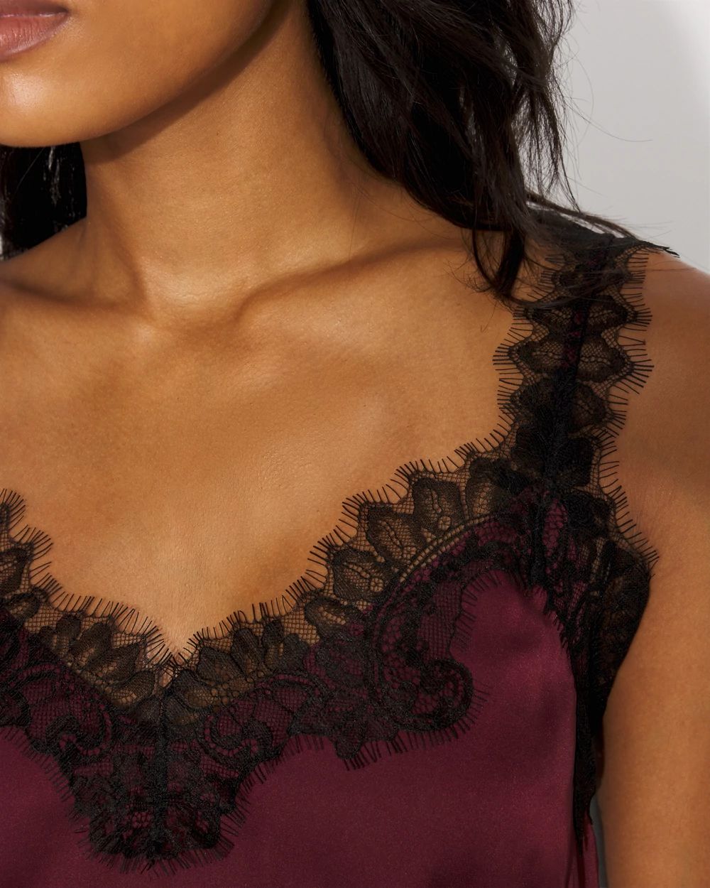 Lace Trimmed Satin Camisole