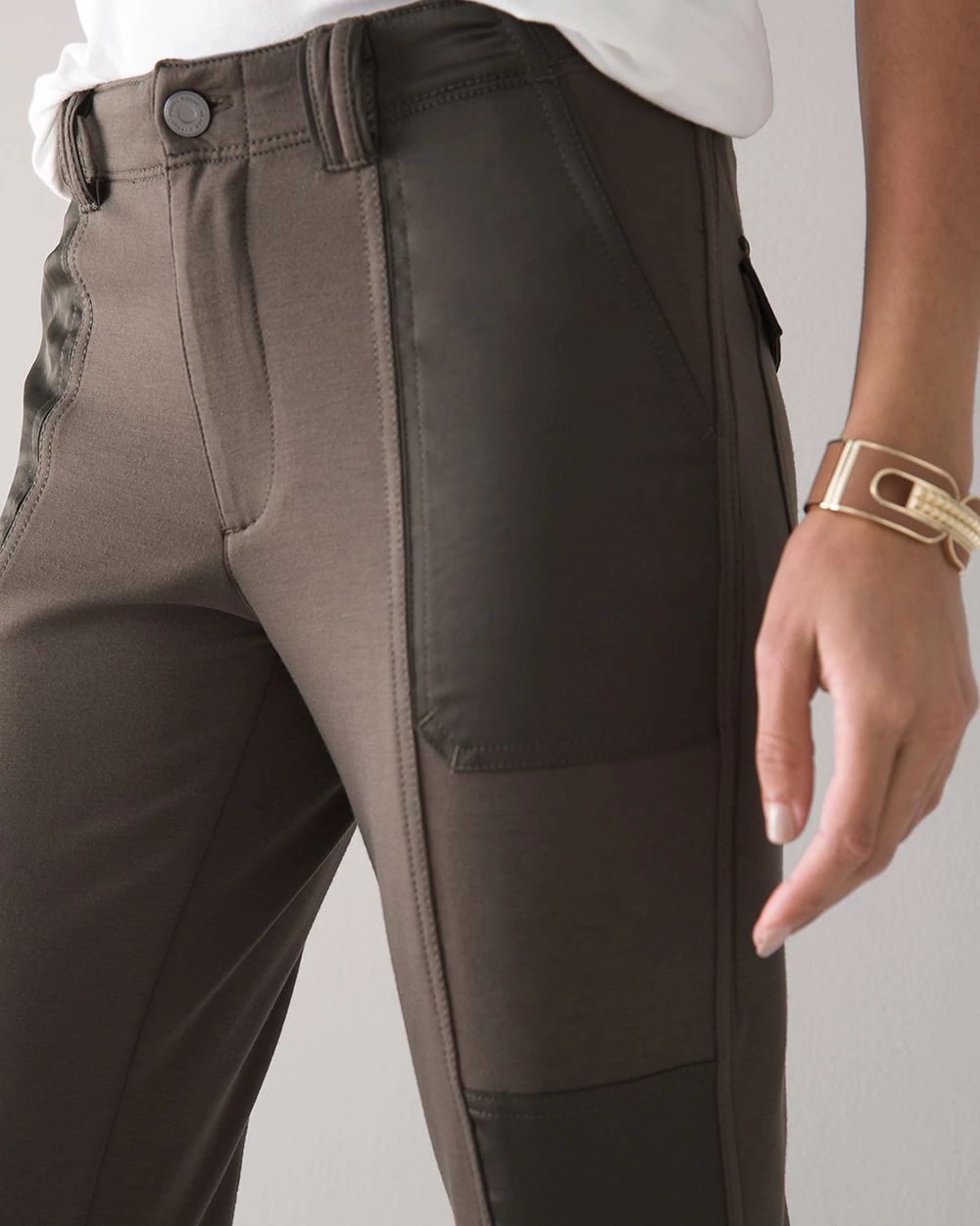 WHBM WKND Satin Trim Knit Cropped Pant