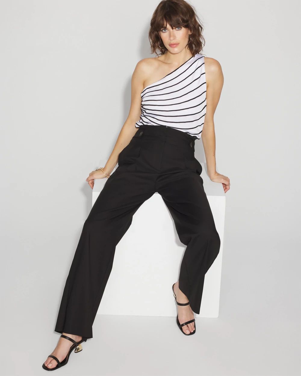 Tab-Waist Wide-Leg Pant