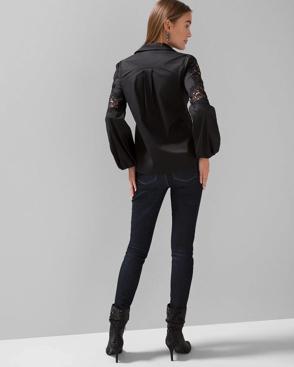 Lace Sleeve Poplin Shirt