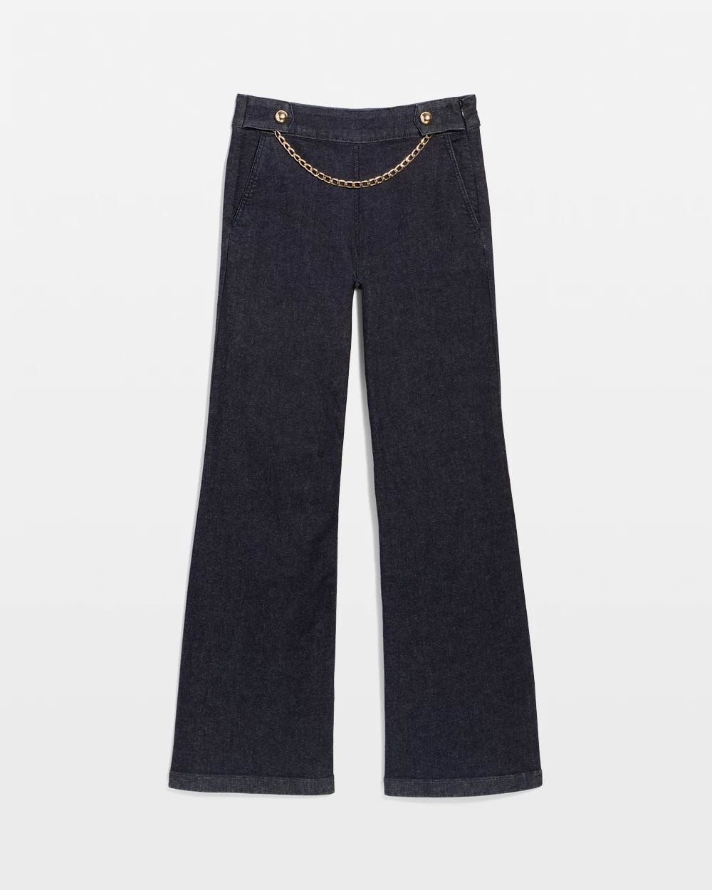 Chain Detail Extra High Rise Wide-Leg Jean