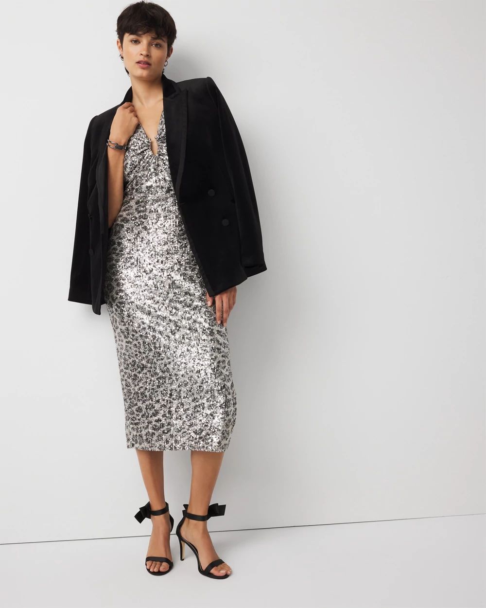 Petite Sequin Midi Dress