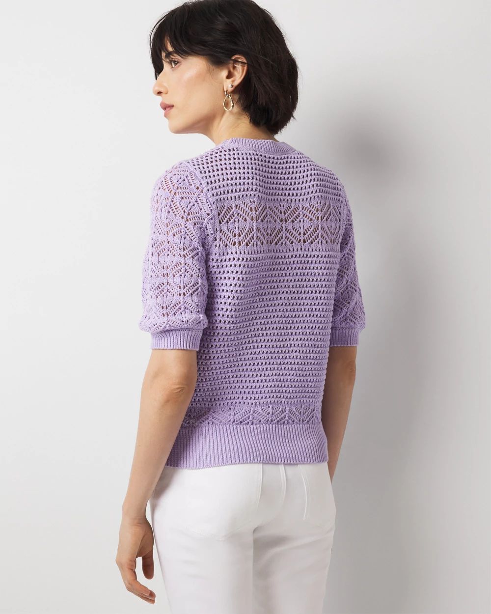 Puff Sleeve Pointelle Sweater