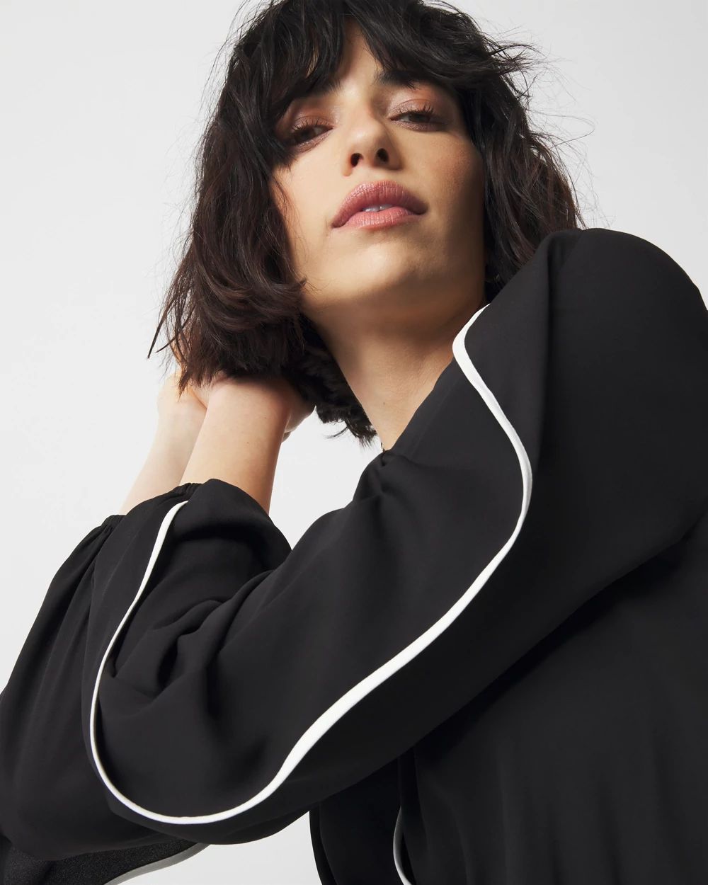 Contrast Ruffle Midi Dress