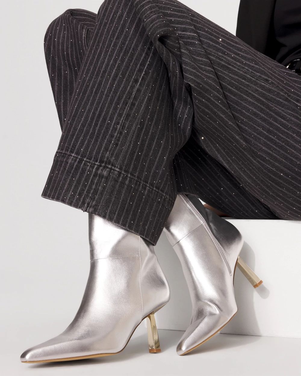 Metallic Heeled Ankle Boot