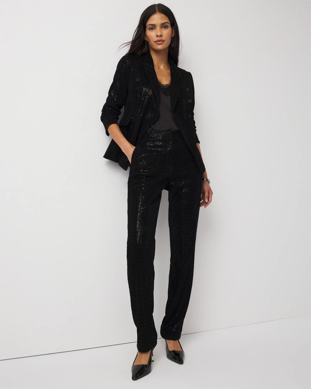 Sequin Velvet Double Breasted Blazer