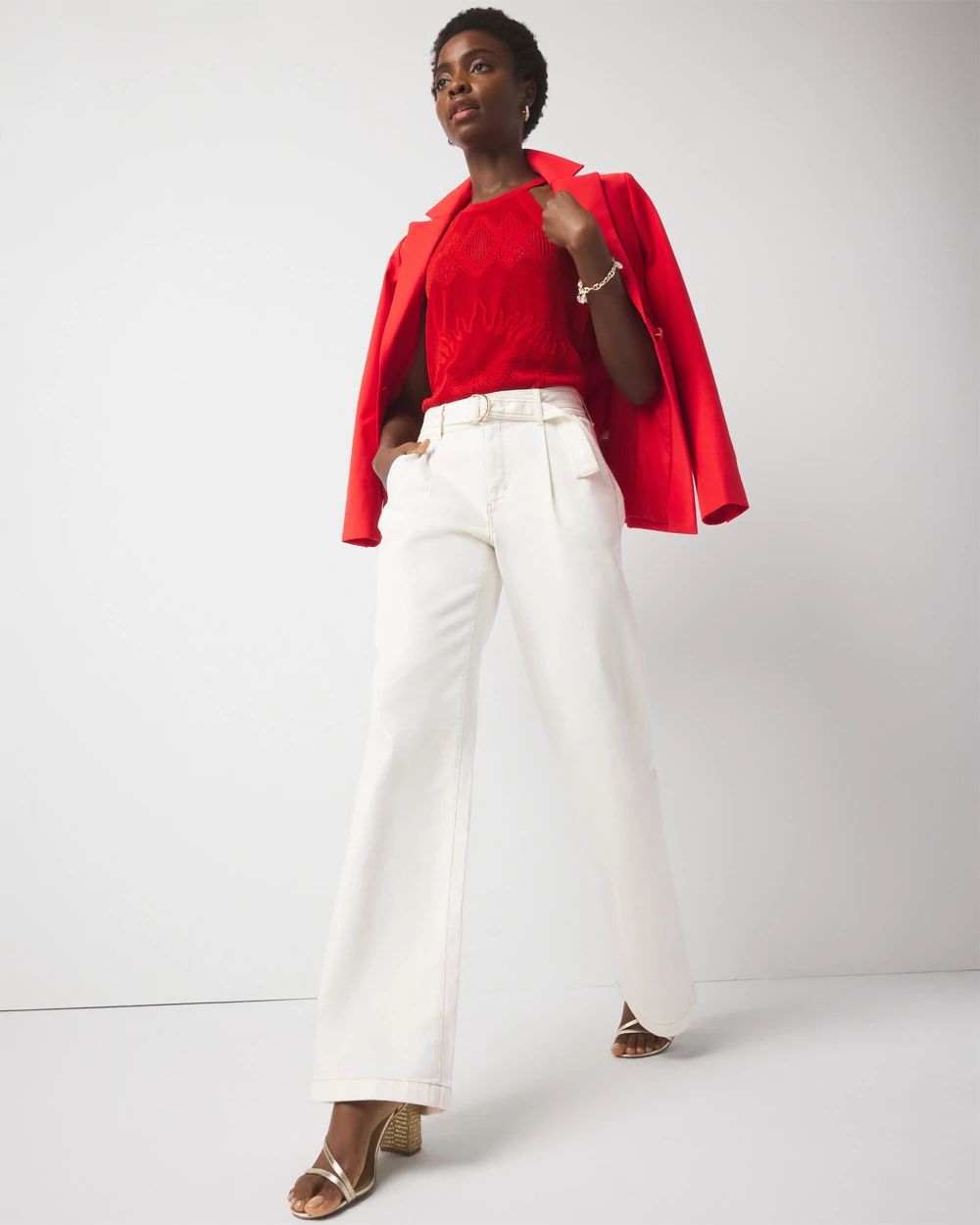 Pret High-Rise Belted Wide Leg Trouser