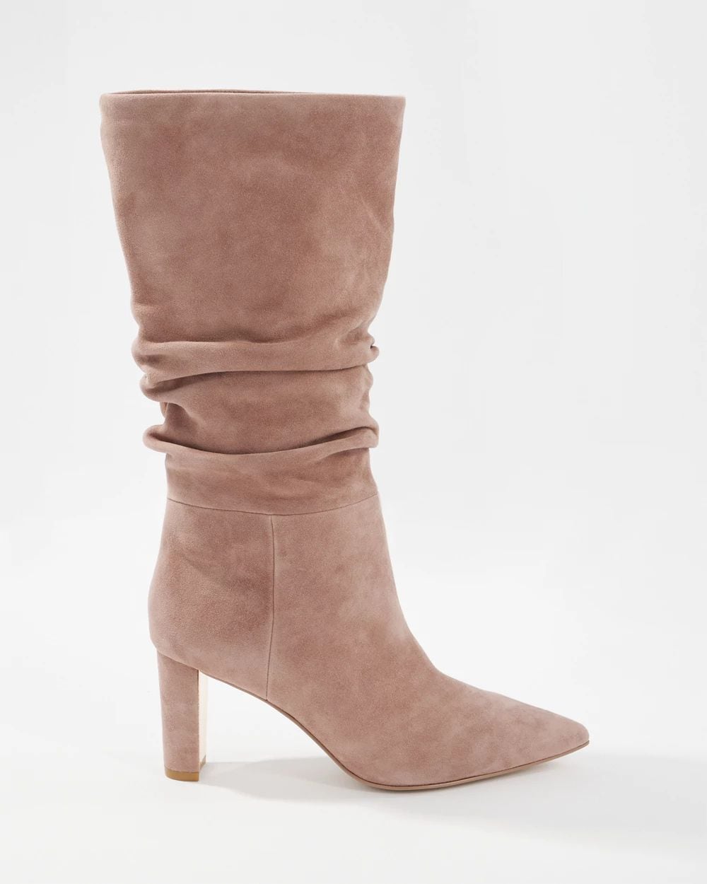 Suede Slouchy Mid-Heel Boot