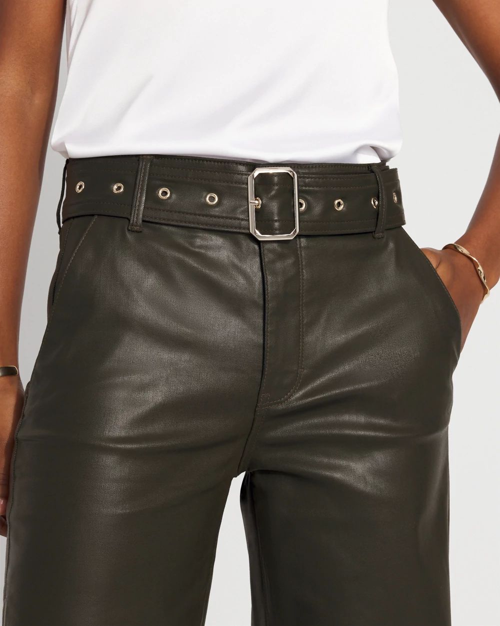 Coated High-Rise Wide-Leg Crop