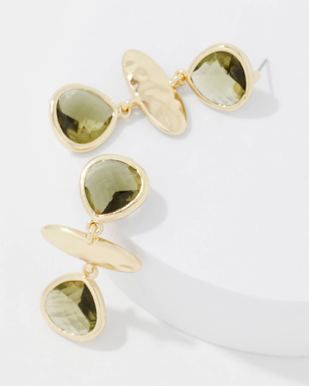 Olive + Gold Statement Drop Earrings