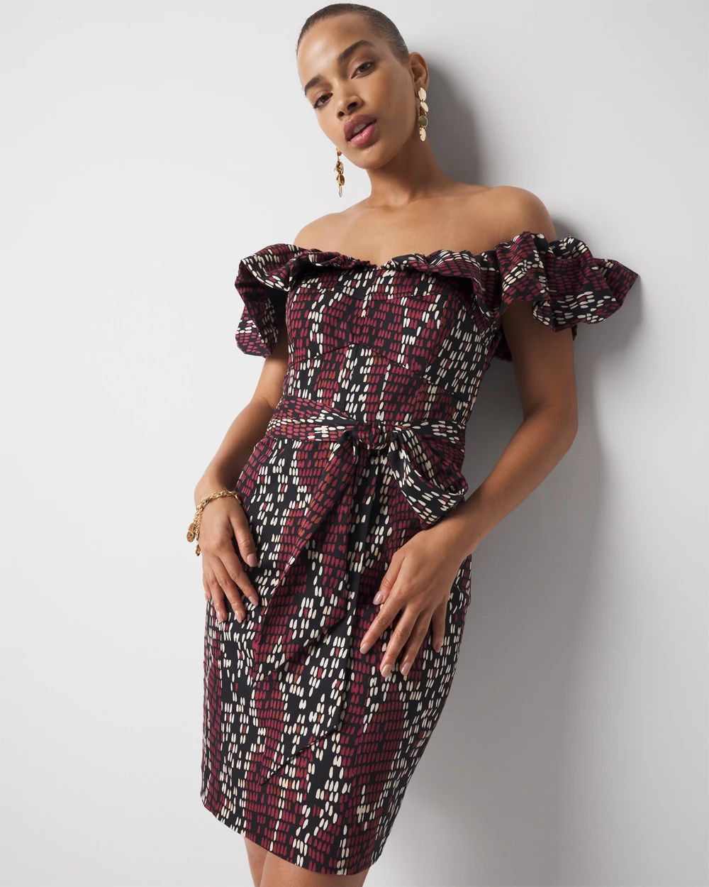 Off-the-Shoulder Poplin Mini Dress