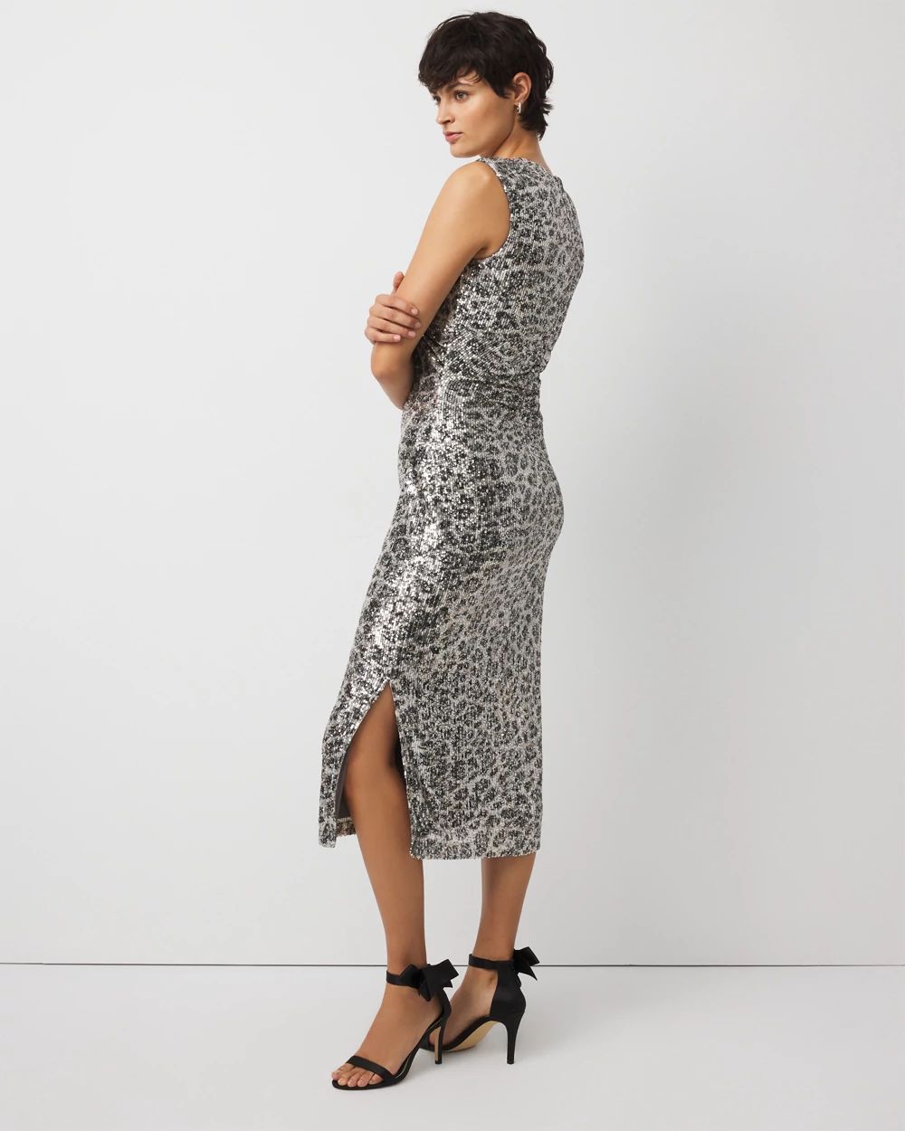 Petite Sequin Midi Dress