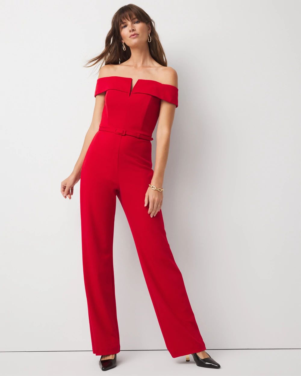 Petite Off-The-Shoulder Crepe Jumpsuit