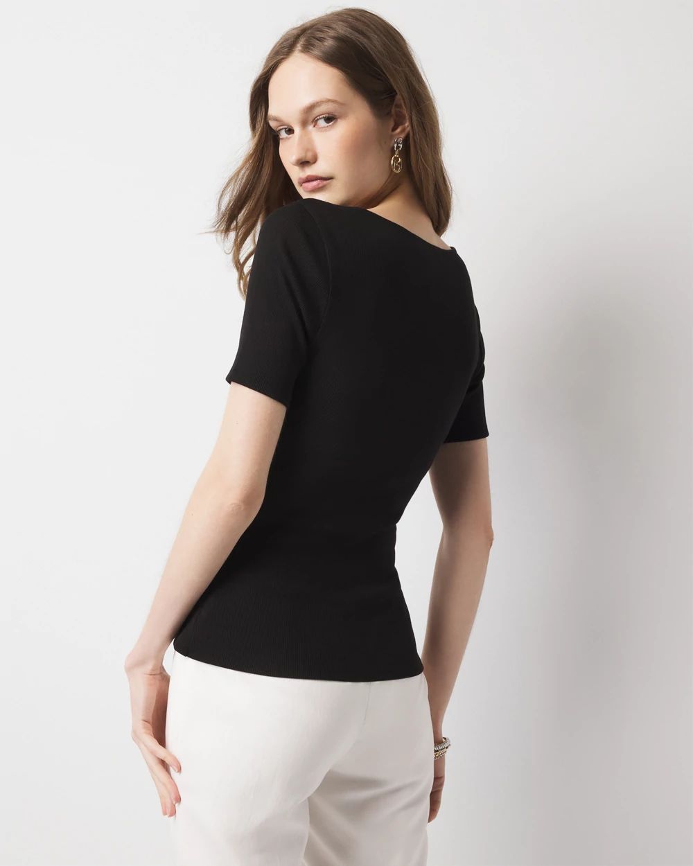 WHBM FORME™ Ribbed Stretch Button Tee