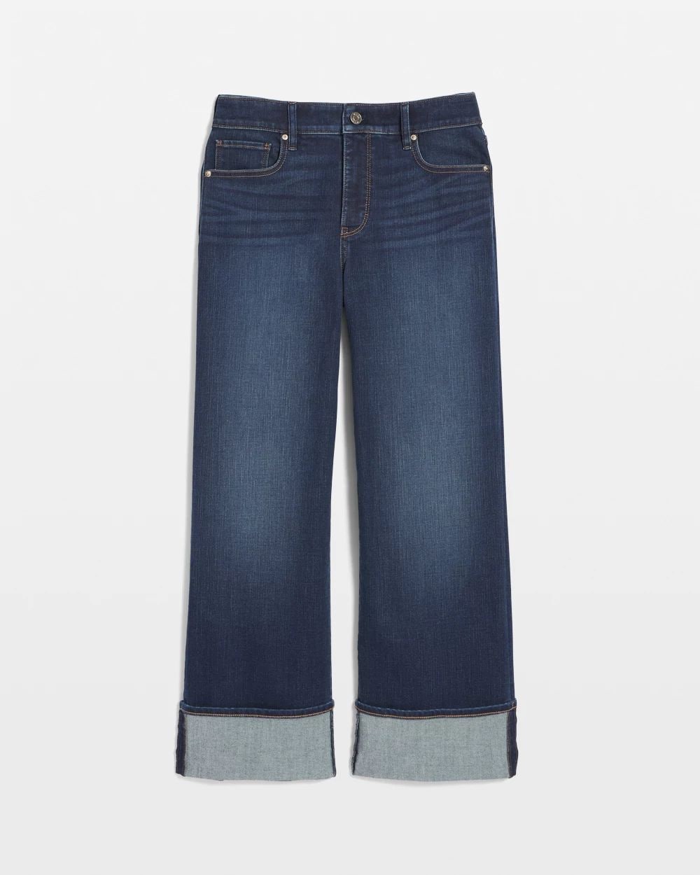 High-Rise Cuffed Wide-Leg Cropped Jean