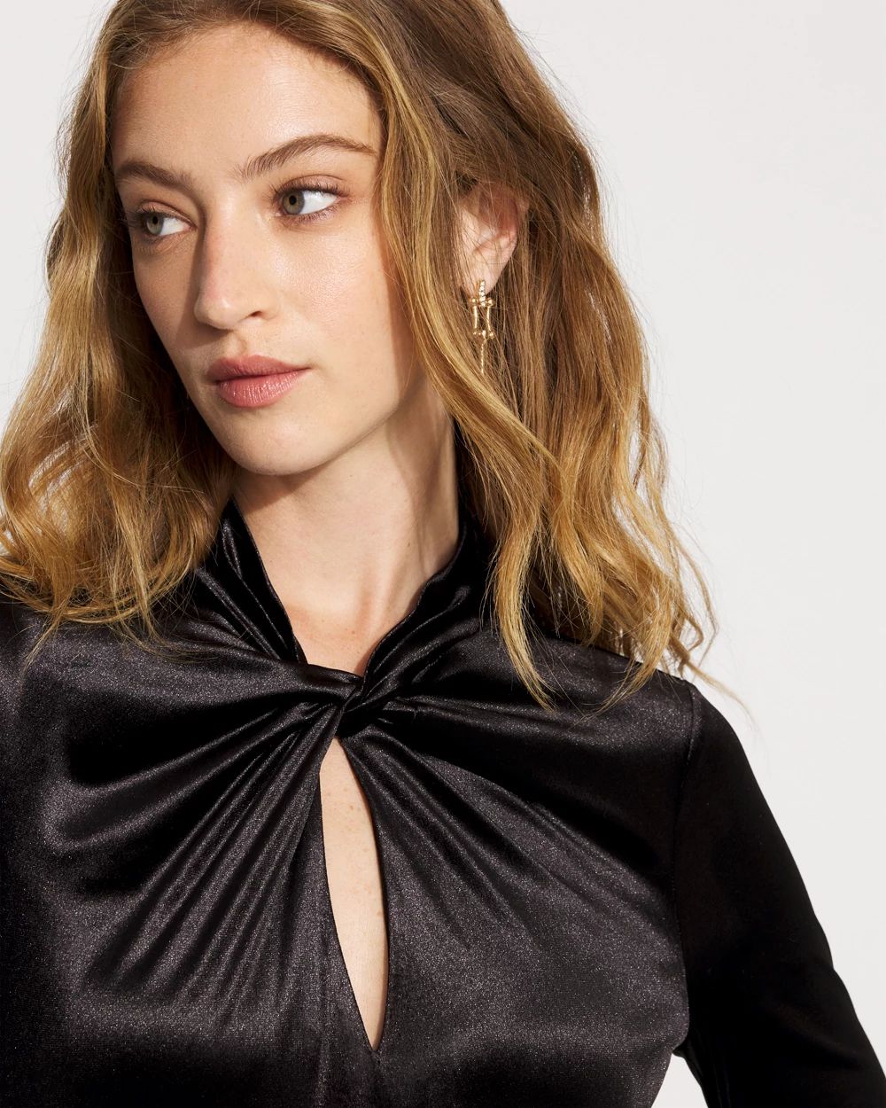 WHBM FORME™ Twist Neck Velvet Top