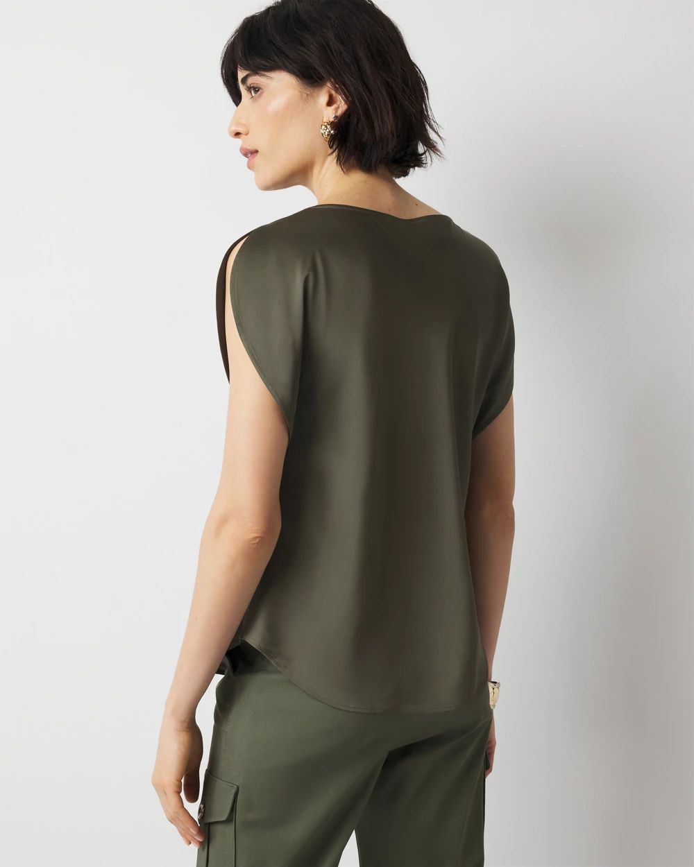 Satin Petal Sleeve Blouse