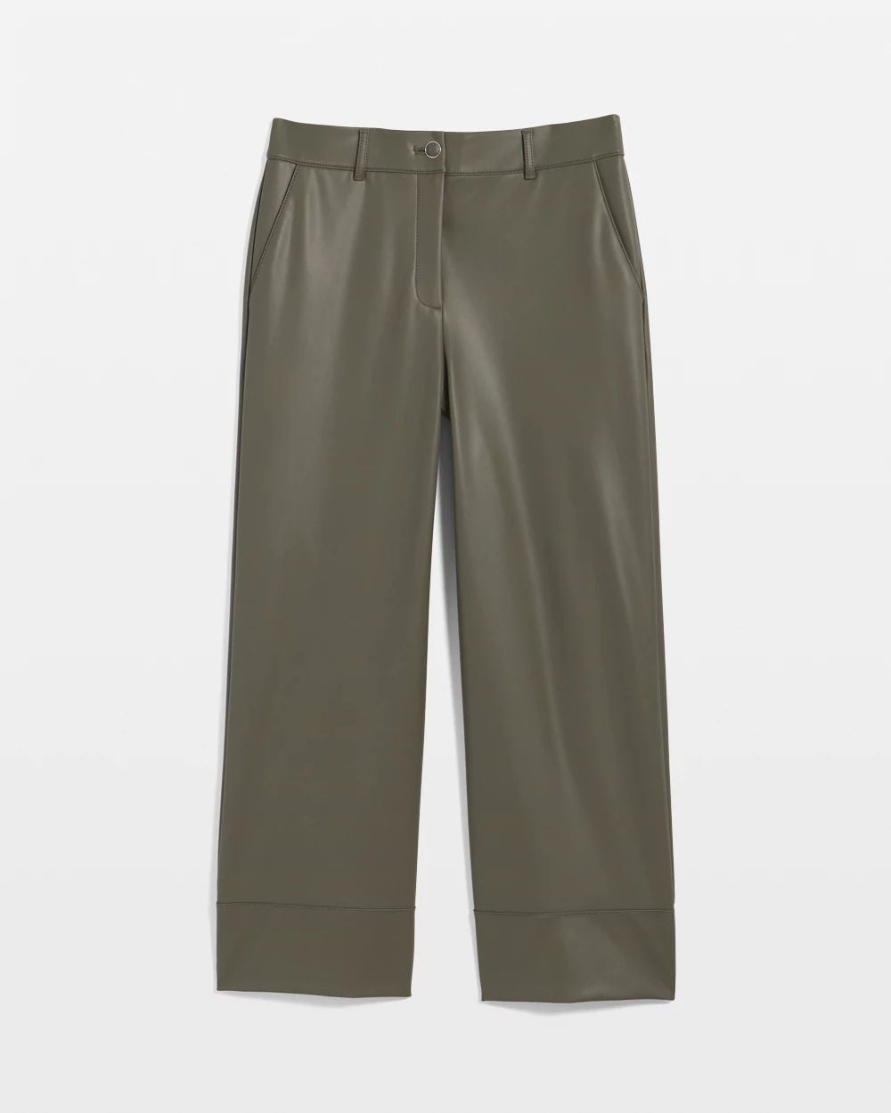 Petite Faux Leather Wide Leg Crop