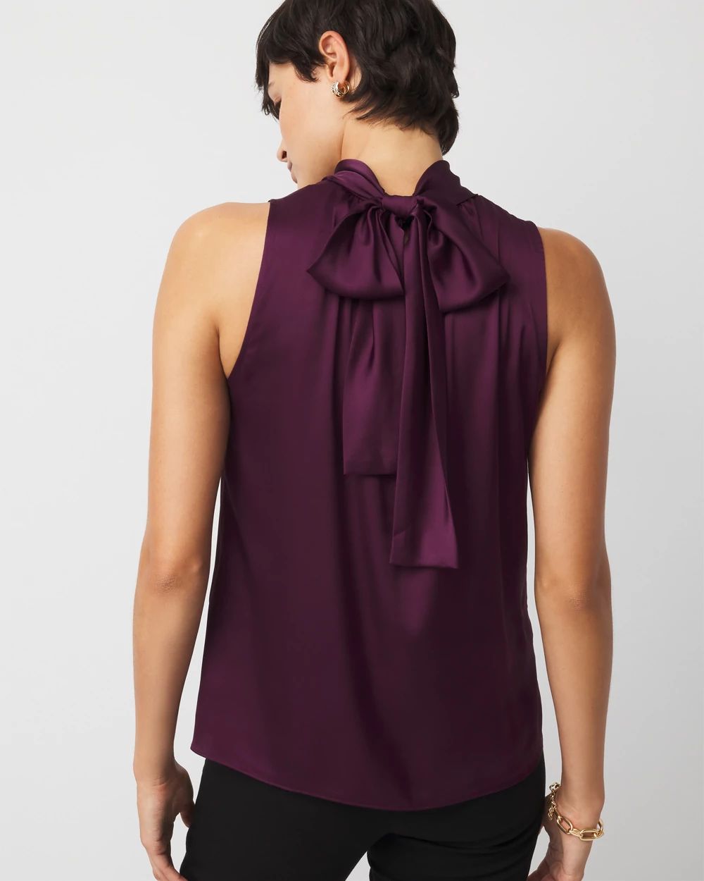 Bow Back Satin Halter Blouse