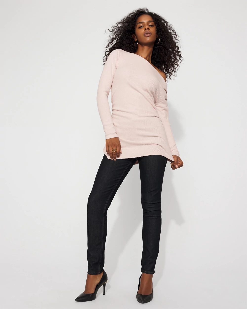 Petite Off-The-Shoulder Snit Top