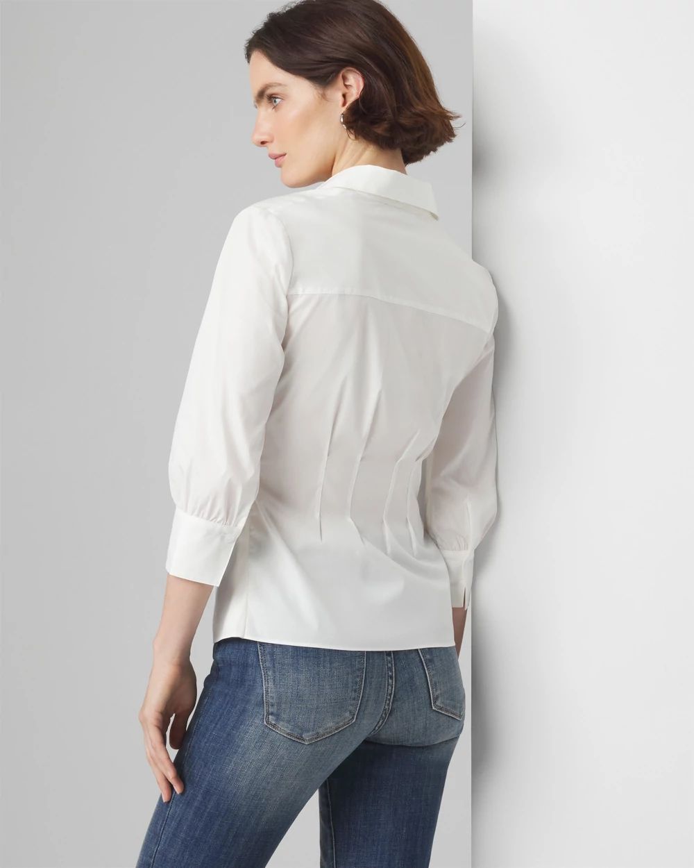 Elbow-Sleeve Poplin Shirt