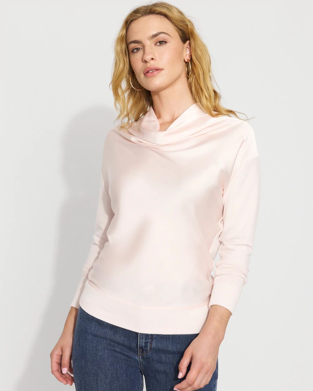 Petite Satin Mix Snit Top