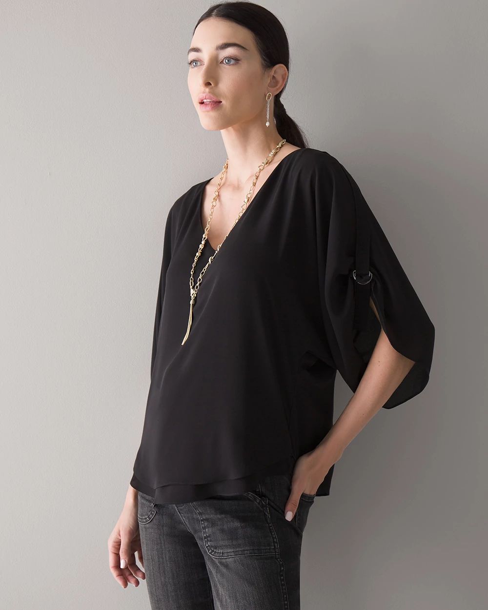 Petite Kimono Sleeve Blouse