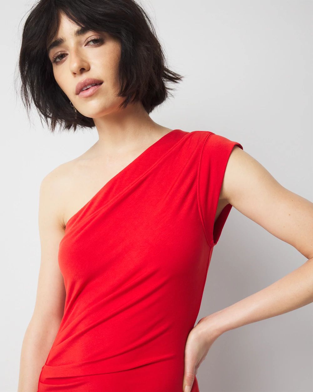 Petite One-Shoulder Midi Dress