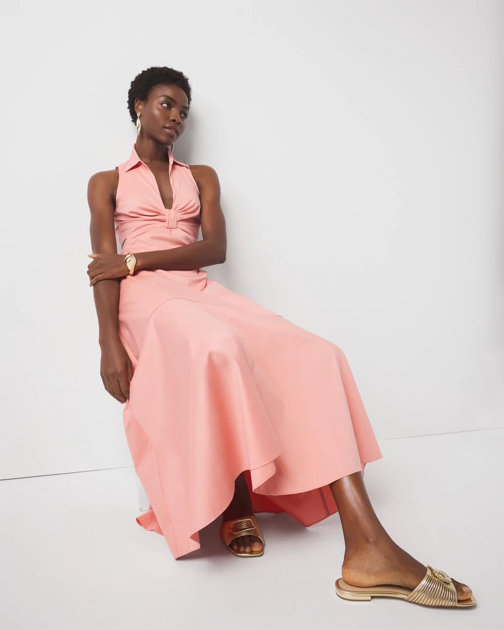 Cut-Out Collared Dress