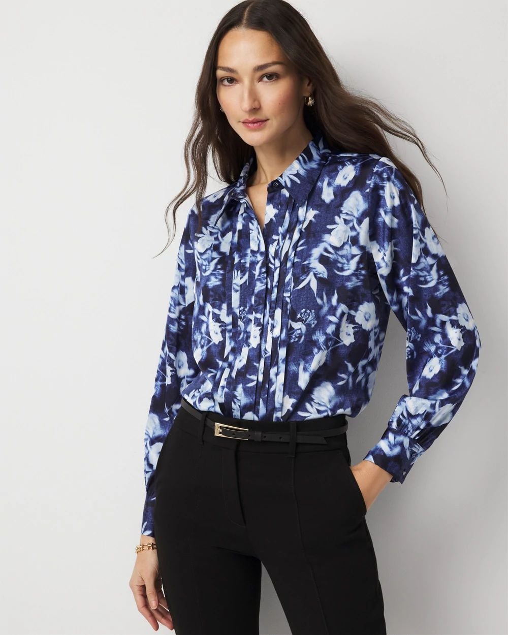 Pintuck Satin Shirt