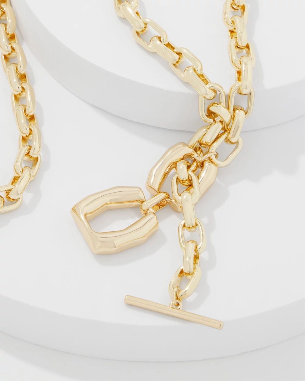 Gold Double Links Toggle Necklace